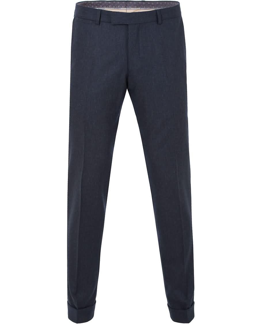 oscar jacobson dean turn up flannel trousers navy Outlet Online 4jhod